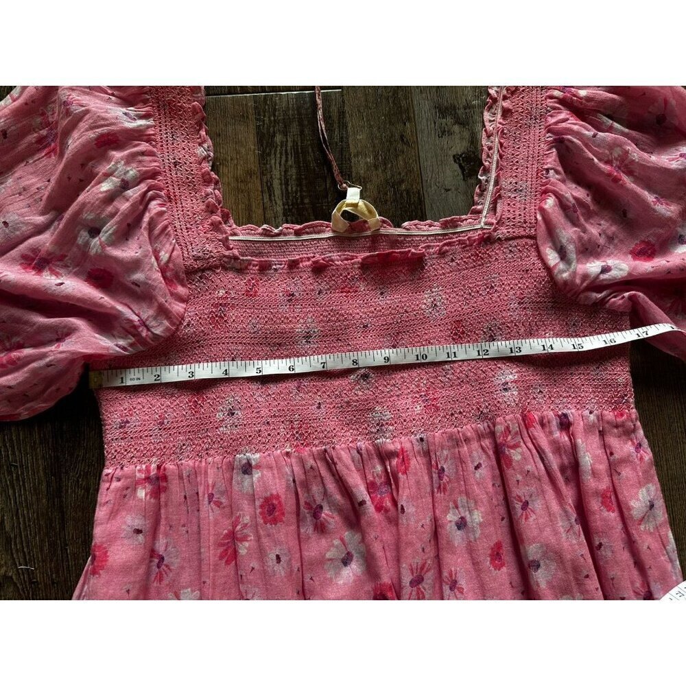 LoveShackFancy NWT Miri Dress in Coral Blaze Long Sleeve Midi Size XL - Picture 6 of 9